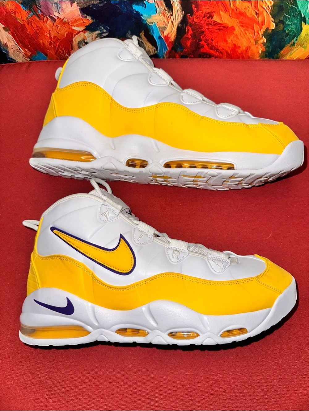 No.13 Nike Air Max Uptempo '95 Lakers White Purple Amarillo CK0892-102 - Picture 2 of 8